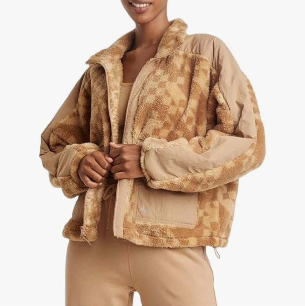 JoyLab Women's Printed High Pile Fleece Jacket ~ Beige